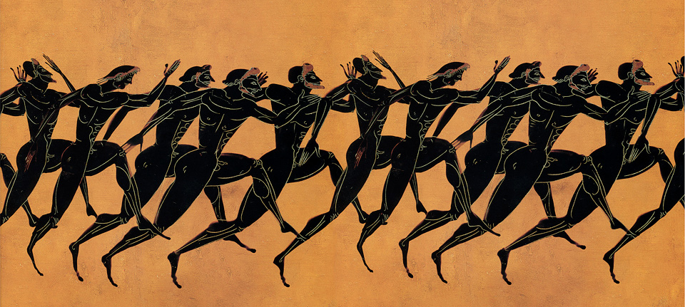 Image représentant une fresque grecque d'olympiade.
